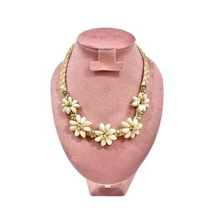 Real Shells and Straw Adjustable Choker Neclace Ribbon Tie Back Handmade NWOT